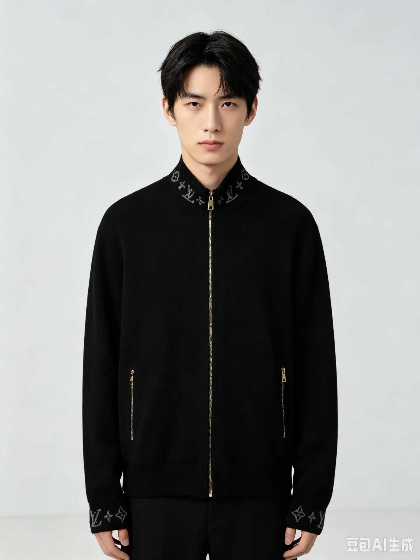 Louis Vuitton/Louis Vuitton jacquard threaded wool zipper jacket